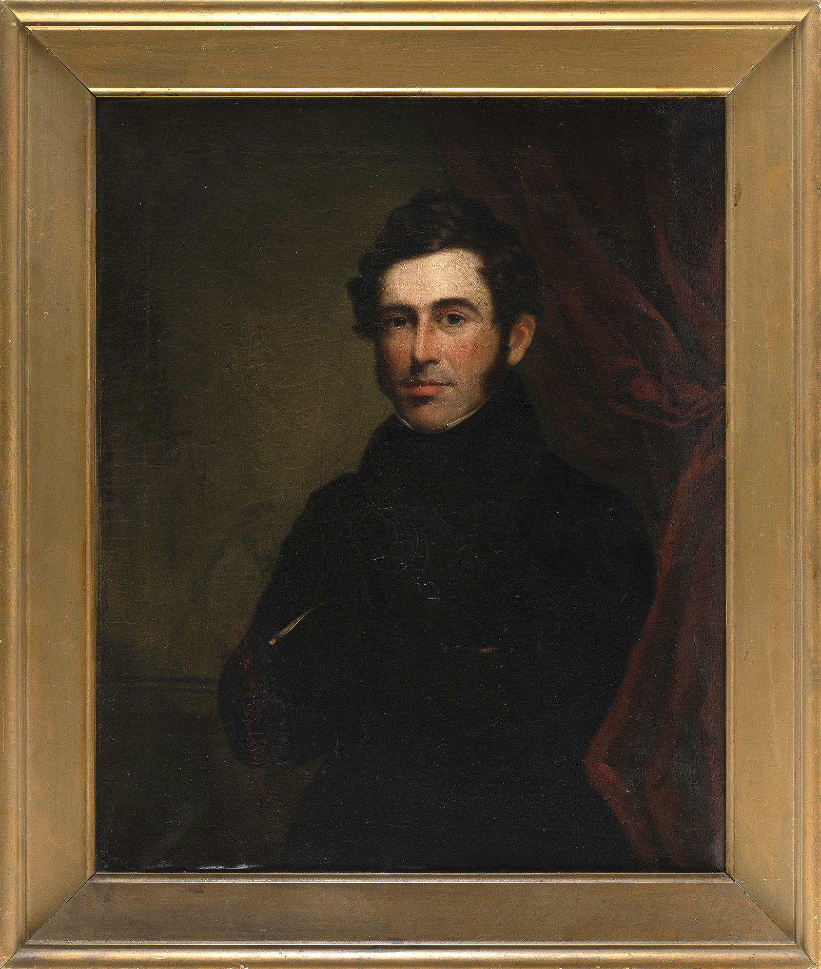 PORTRAIT OF SOLON GROUT 19th Century Oil on canvas, 34" x 28.5". Framed 42" x 35". (1 of 2)