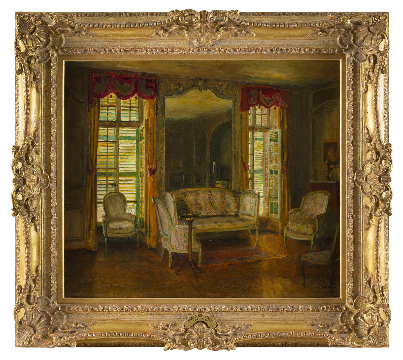 WALTER GAY (Massachusetts/France, 1856-1937), "Le Canape Chateau de Breau"., Oil on cradled panel, (1 of 2)