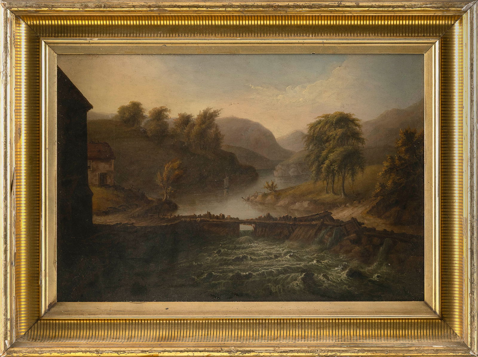 ATTRIBUTED TO CHARLES HUBBARD (Massachusetts, 1801-1876), Mountain pond., Oil on panel, 13.5" x 20". (1 of 1)