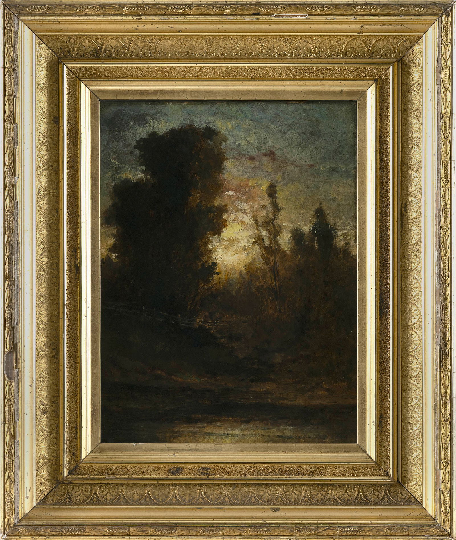 EDWARD MITCHELL BANNISTER (Massachusetts/Rhode Island, 1828-1901), Sunlight through the trees., Oil (1 of 1)