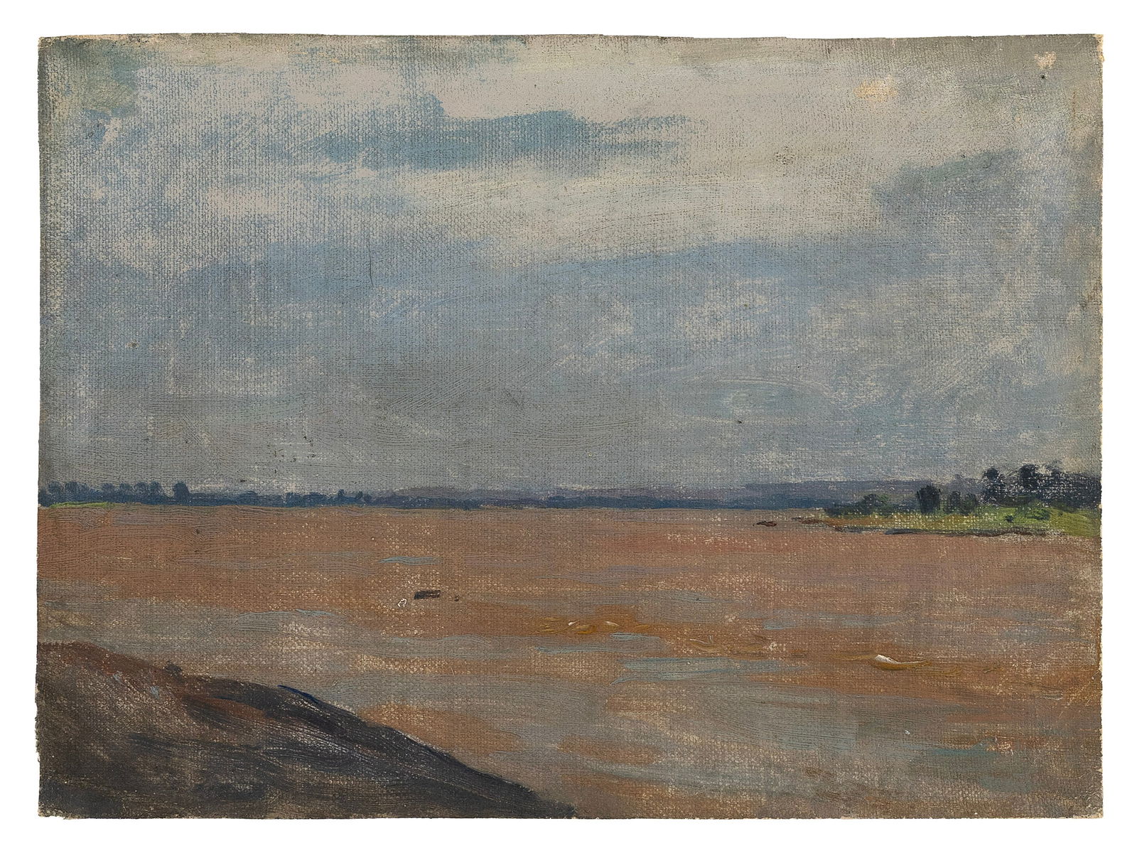 RICHARD LORENZ (Germany/Wisconsin, 1858-1915), Western landscape., Oil on unstretched canvas, 6.75" (1 of 1)