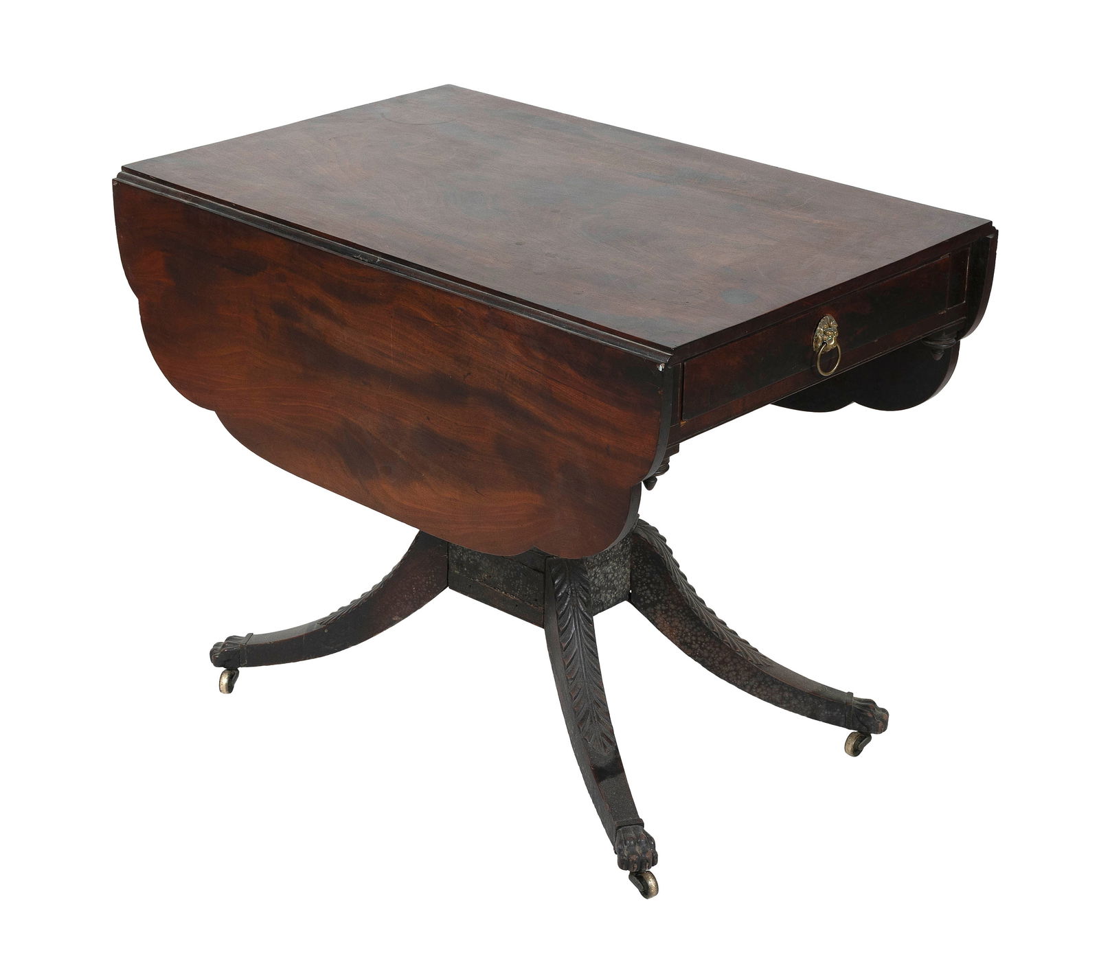 FEDERAL SELECT CUBAN MAHOGANY DROP-LEAF TABLE New York, Circa 1820 Height 28.5". Width 36.25" plus (1 of 5)
