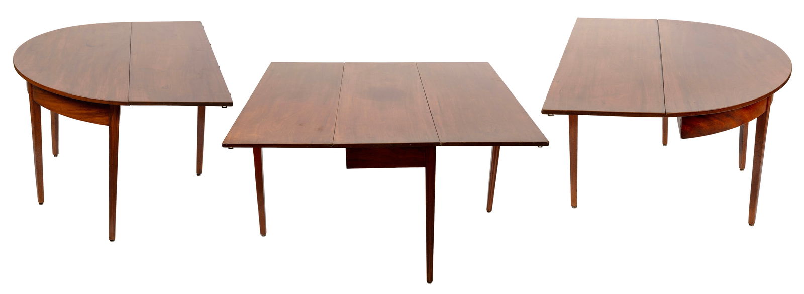 FEDERAL MAHOGANY THREE-PART BANQUET TABLE Late 18th/Early 19th Century Height 29". Length fully (1 of 4)