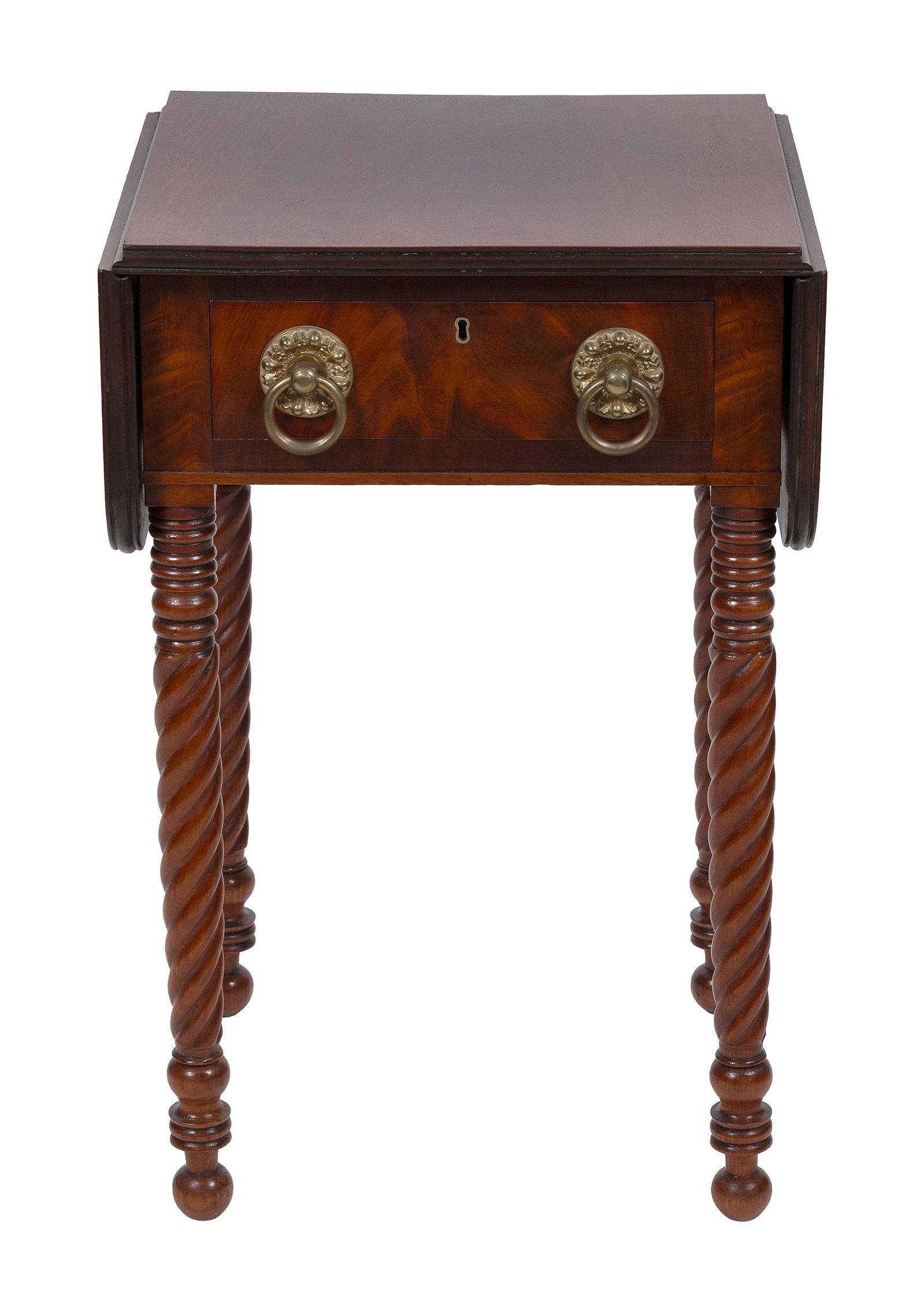 SHERATON MAHOGANY ONE-DRAWER DROP-LEAF STAND Circa 1810 Height 29". Width 17.5" plus two 8" drop (1 of 1)