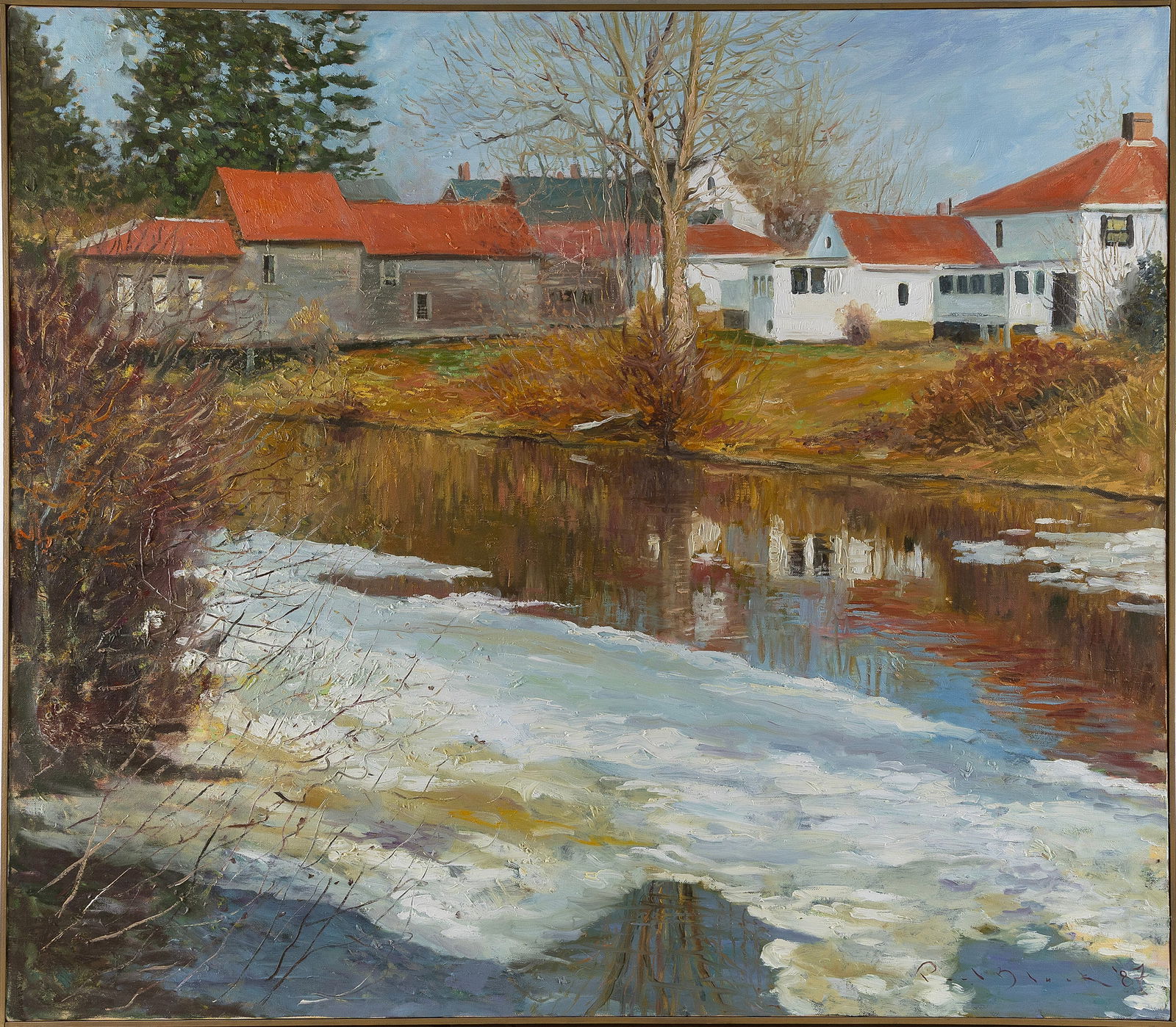 PAUL BLACK (Maine, 1952-2014), End of winter., Oil on canvas, 40" x 46". Framed 40.5" x 46.5".: PAUL BLACKMaine, 1952-2014End of winter. Signed lower right "Paul Black".Oil on canvas, 40" x 46". Framed 40.5" x 46.5".