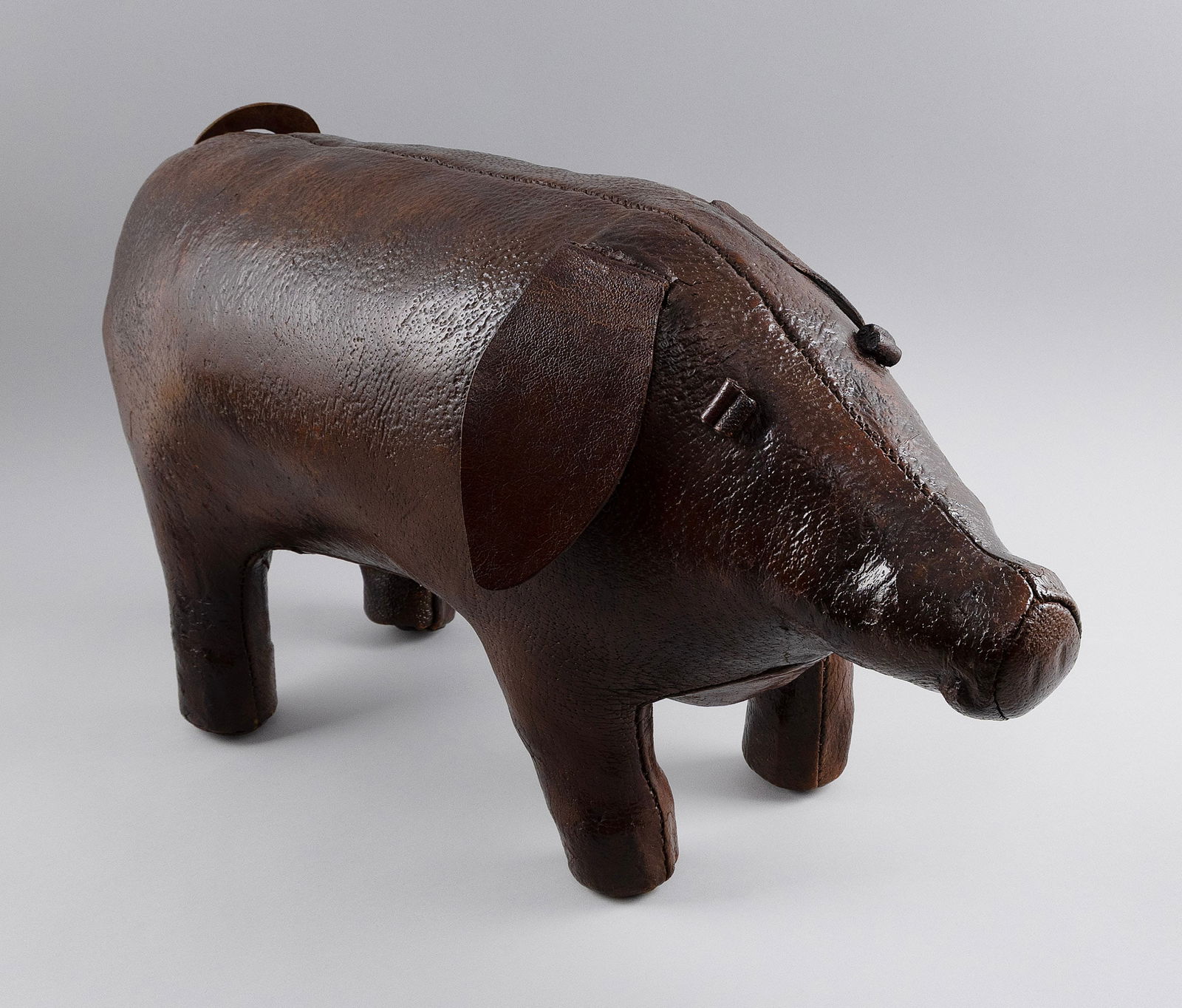 DIMITRI OMERSA LEATHER PIG FOOTSTOOL 20th Century Length 28". (1 of 1)