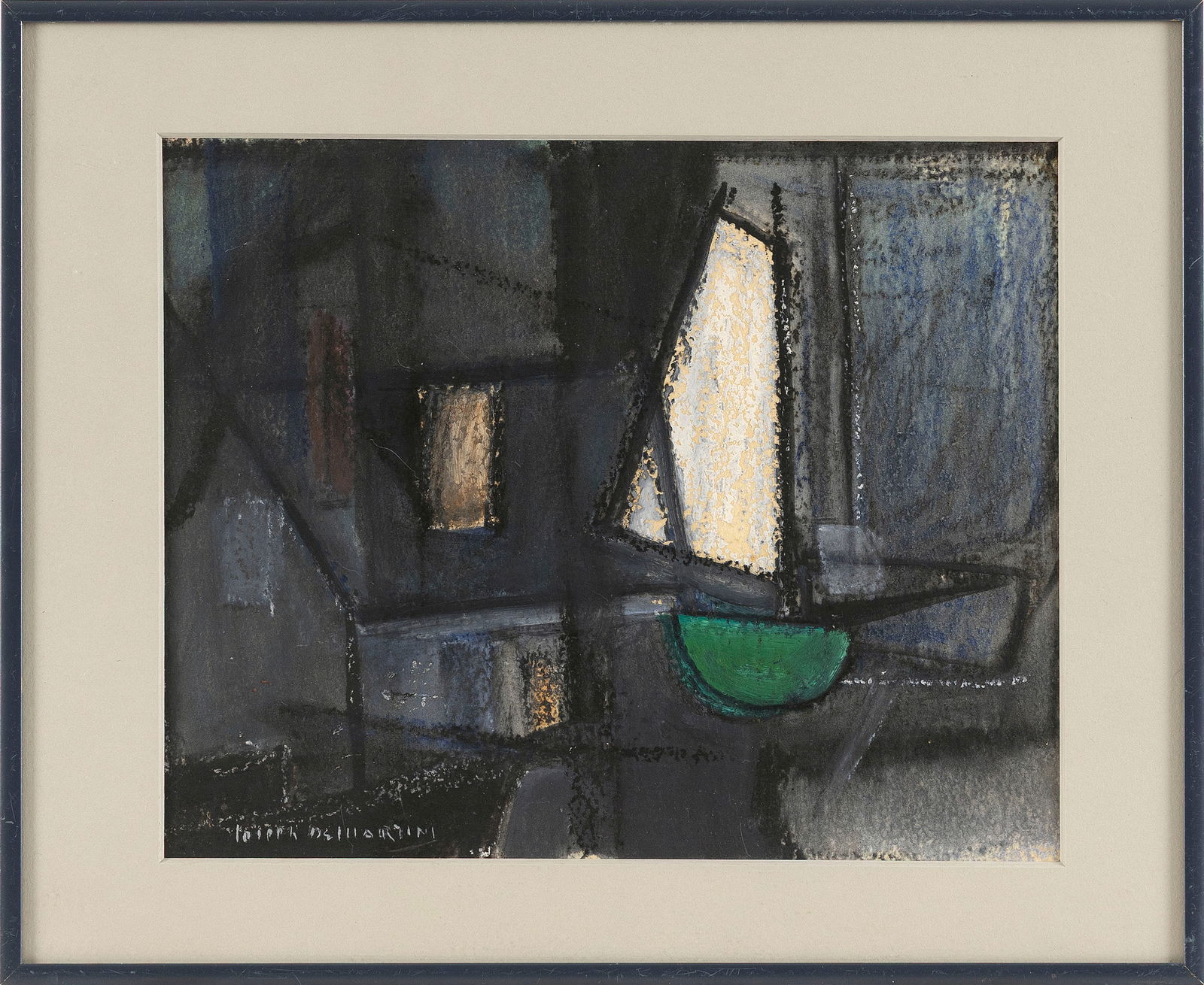 JOSEPH DE MARTINI (New York/Massachusetts, 1896-1984), Monhegan harbor scene circa 1950., Oil on: JOSEPH DE MARTININew York/Massachusetts, 1896-1984Monhegan harbor scene circa 1950. Signed lower left "Joseph De Martini".Oil on board, 8.5" x 11.75". Framed 12" x 15".