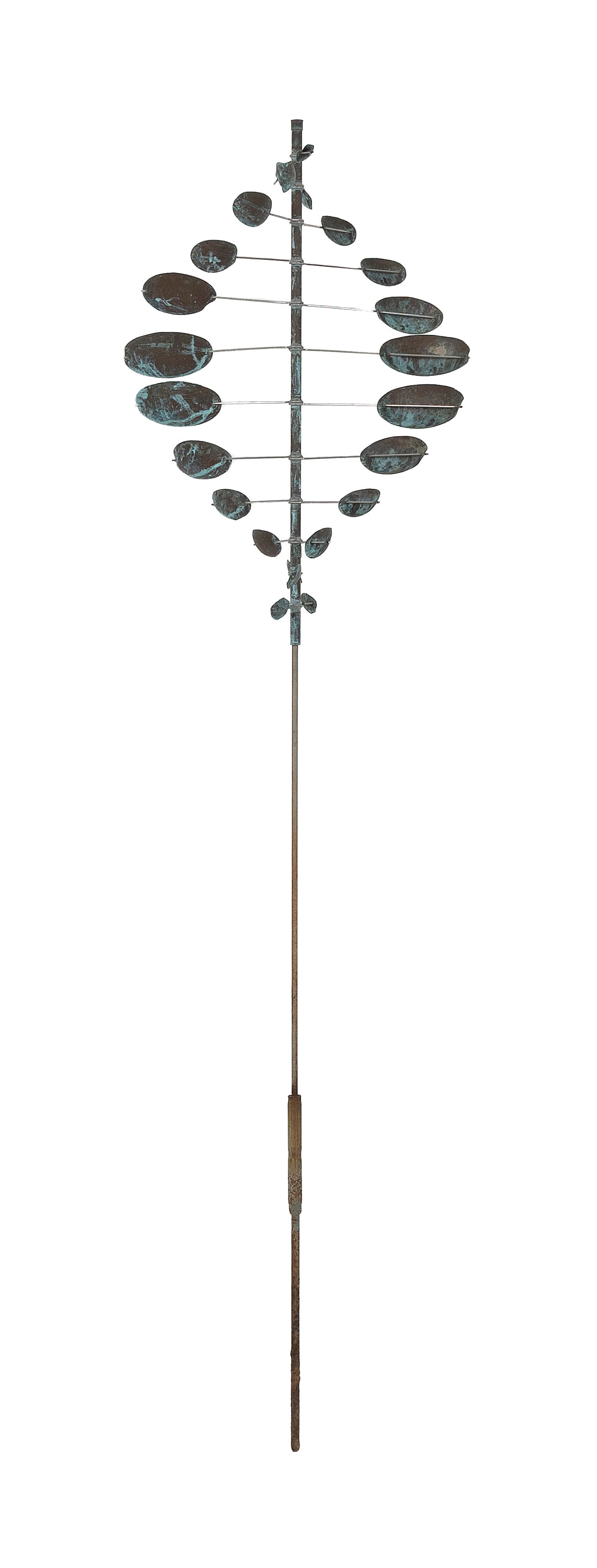 LYMAN WHITAKER (Utah, Contemporary), Kinetic wind sculpture, Copper with steel supports, height 30". (1 of 2)