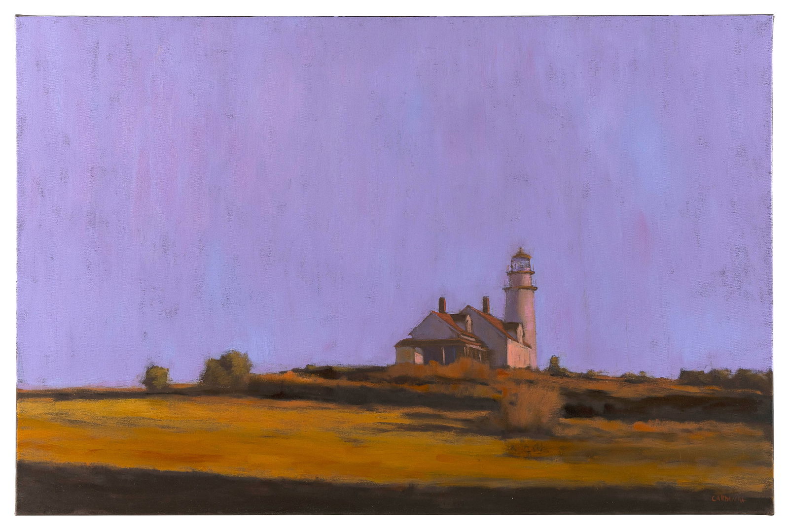 ROBERT CARDINAL (Massachusetts/New York/Canada, 1936-), "Highland Light"., Oil on canvas, 36" x 24".: ROBERT CARDINALMassachusetts/New York/Canada, 1936-"Highland Light". Signed lower right "Cardinal". Signed and titled on stretcher.Oil on canvas, 36" x 24". Unframed.