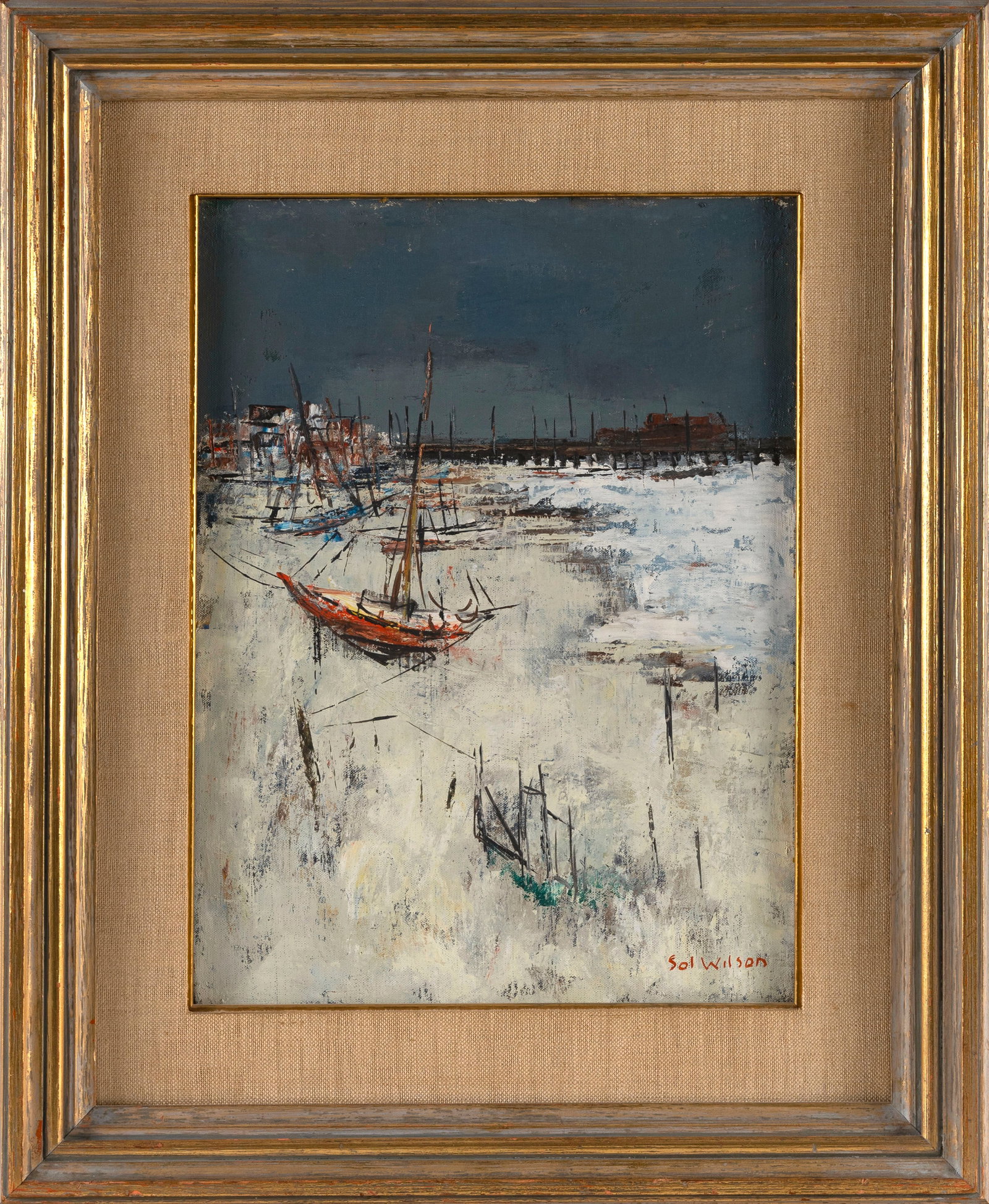 SOL WILSON (New York/Poland/Russian Federation, 1896-1974), "The Beach, Provincetown"., Oil on: SOL WILSONNew York/Poland/Russian Federation, 1896-1974"The Beach, Provincetown". Signed lower right "Sol Wilson". Signed and titled on stretcher verso. Old New York City warehouse storage label affix