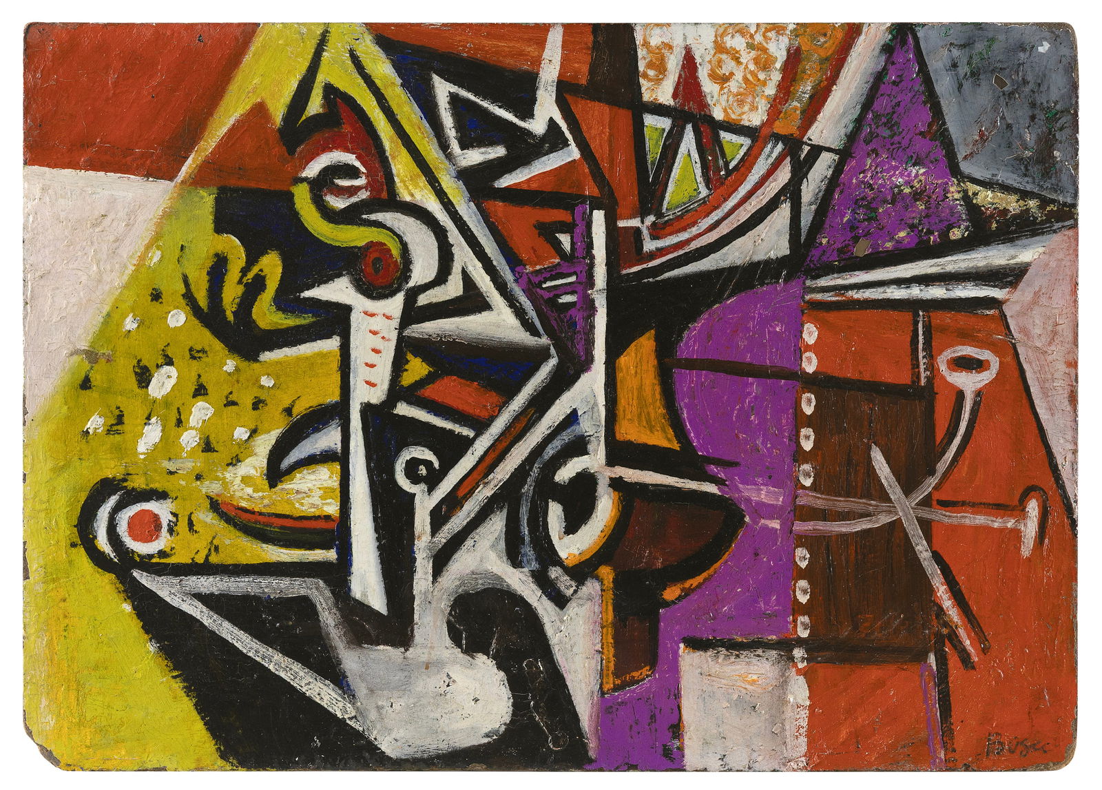 PETER BUSA (Pennsylvania, 1914-1985), Colorful abstract., Oil on panel, 17" x 24". Unframed. (1 of 2)