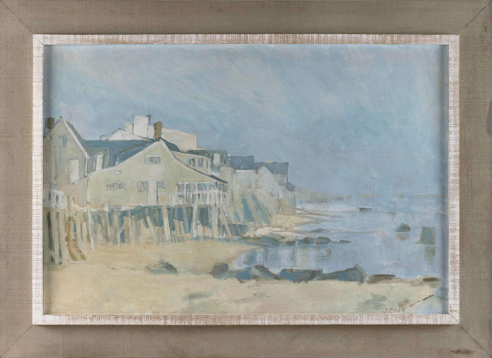 STEPHEN B. COOK (Massachusetts, 1933-2013), "Hawthorne Bissell's Cottage"., Acrylic on canvas, 24" x: STEPHEN B. COOKMassachusetts, 1933-2013"Hawthorne Bissell's Cottage". Signed lower right "S. Cook". Titled on 1965 Provincetown Art Association and Museum exhibit label verso.Acrylic on canvas, 24" x