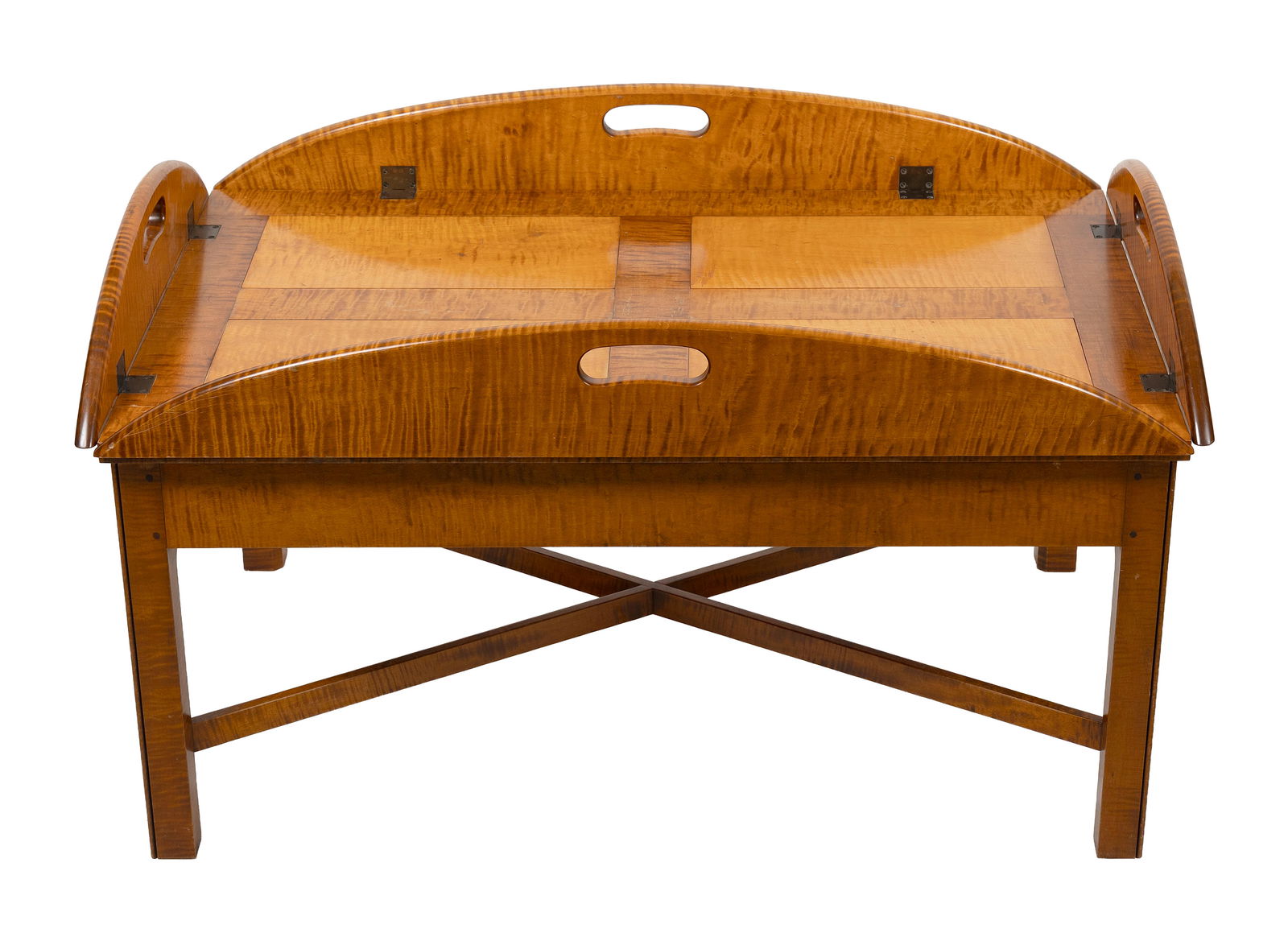 DAVID LEFORT TIGER MAPLE COFFEE TABLE Massachusetts, 20th Century Height 18.5". Length 39". Width (1 of 1)