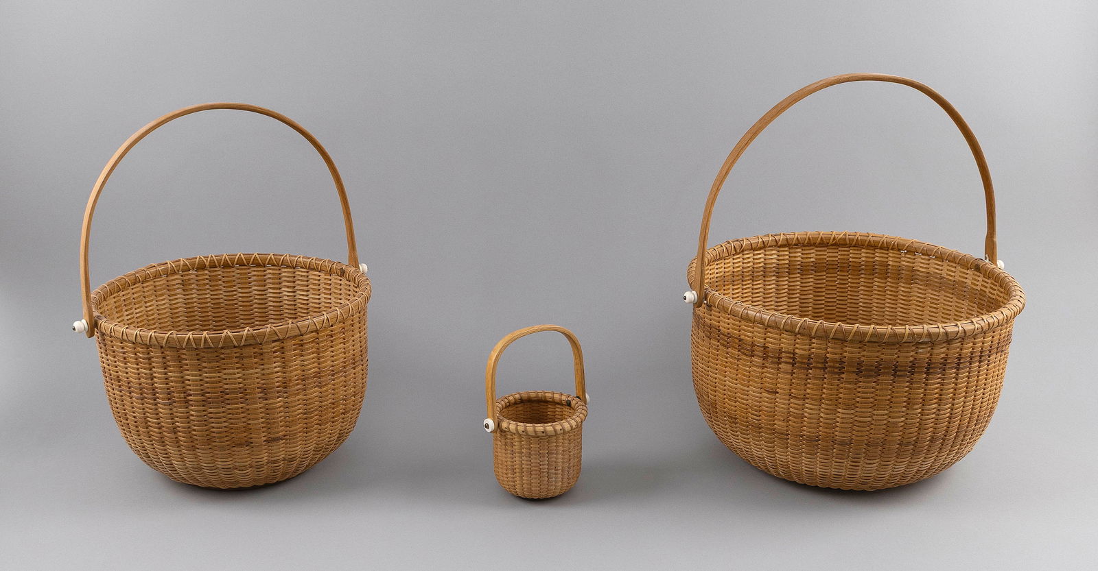 THREE NANTUCKET BASKETS Contemporary Heights 3.25", 7" and 8". (1 of 1)