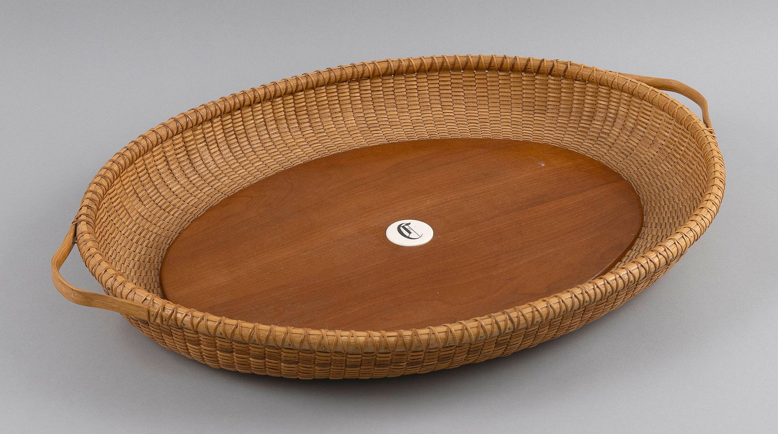 PEG PERSONETTE NANTUCKET BASKET HANDLED TRAY Brewster, Massachusetts, 20th Century Length 24". (1 of 1)