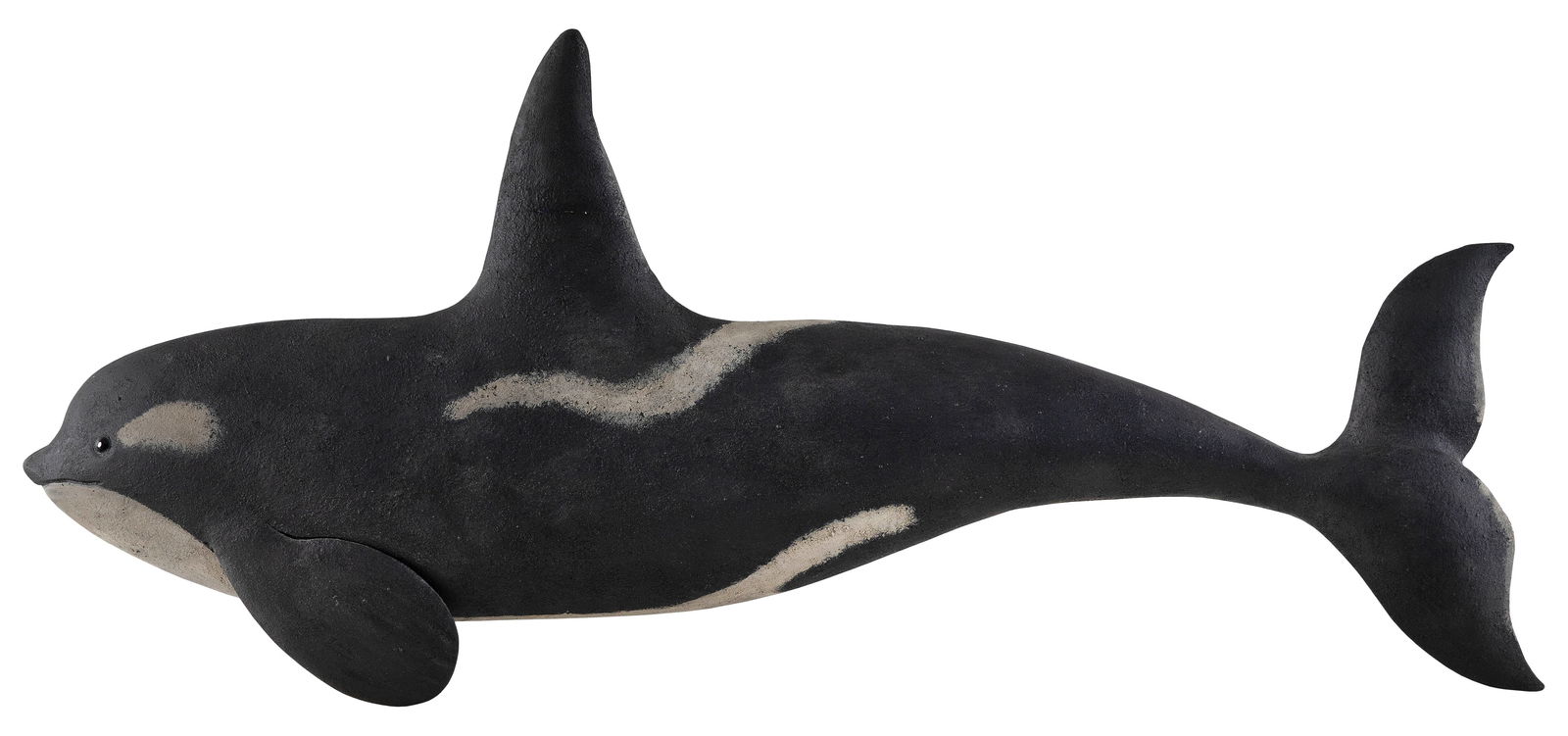 ROGER MITCHELL CARVED AND PAINTED ORCA PLAQUE Massachusetts, Contemporary Length 35".: ROGER MITCHELL CARVED AND PAINTED ORCA PLAQUEMassachusetts, ContemporarySigned on back "R C Mitchell".Length 35".