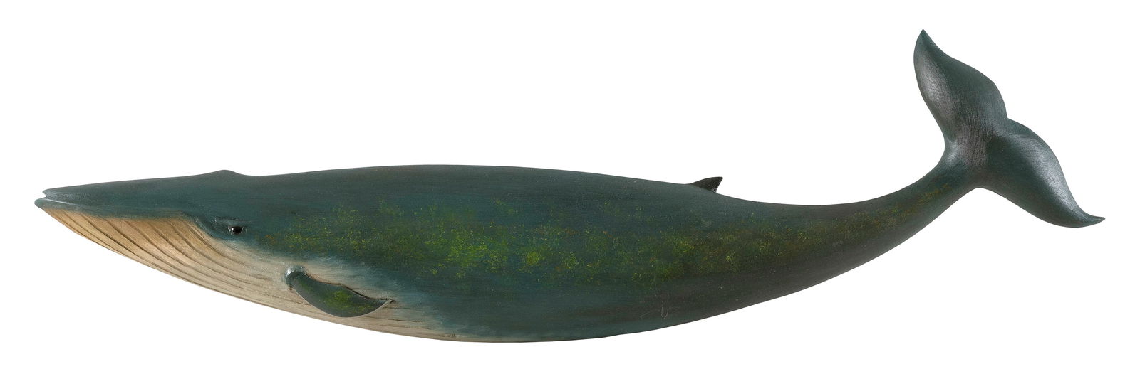 BRIAN MITCHELL CARVED AND PAINTED BLUE WHALE PLAQUE North Carolina, Contemorary Length 30".: BRIAN MITCHELL CARVED AND PAINTED BLUE WHALE PLAQUENorth Carolina, ContemorarySigned on back "B. Mitchell".Length 30".