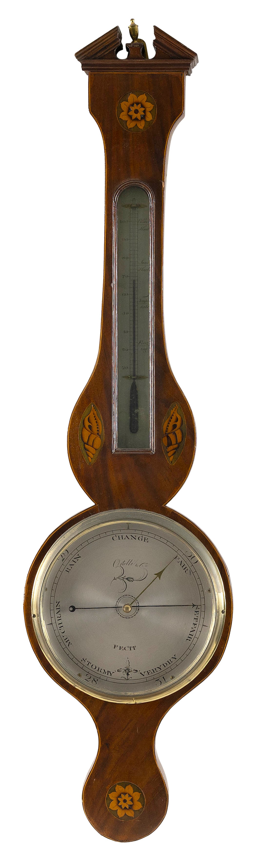 ENGLISH BANJO BAROMETER 19th Century Height 40". (1 of 1)