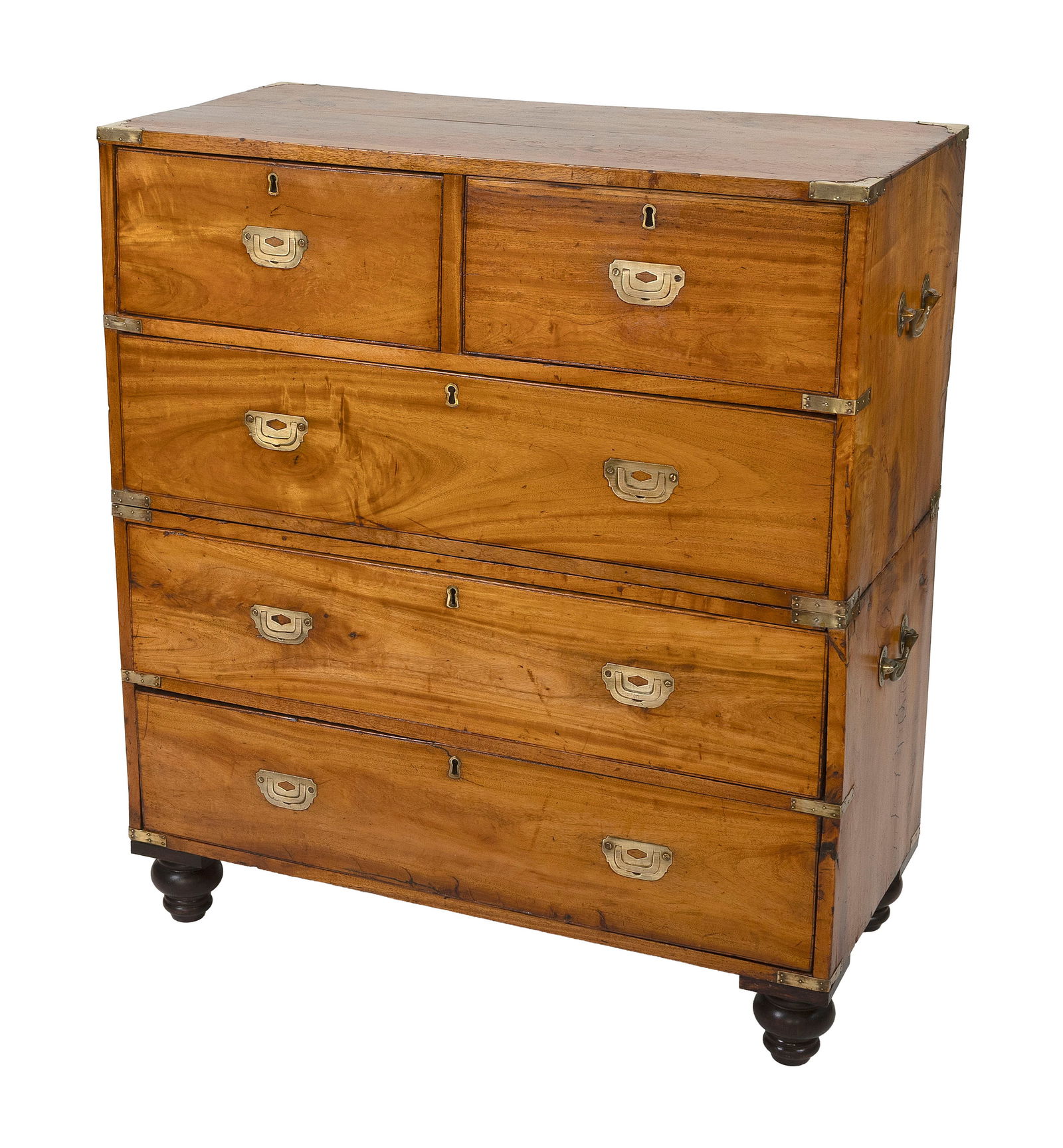 CAMPHORWOOD TWO-PART CAMPAIGN CHEST 19th Century Height 41". Width 36". Depth 17.5". (1 of 1)