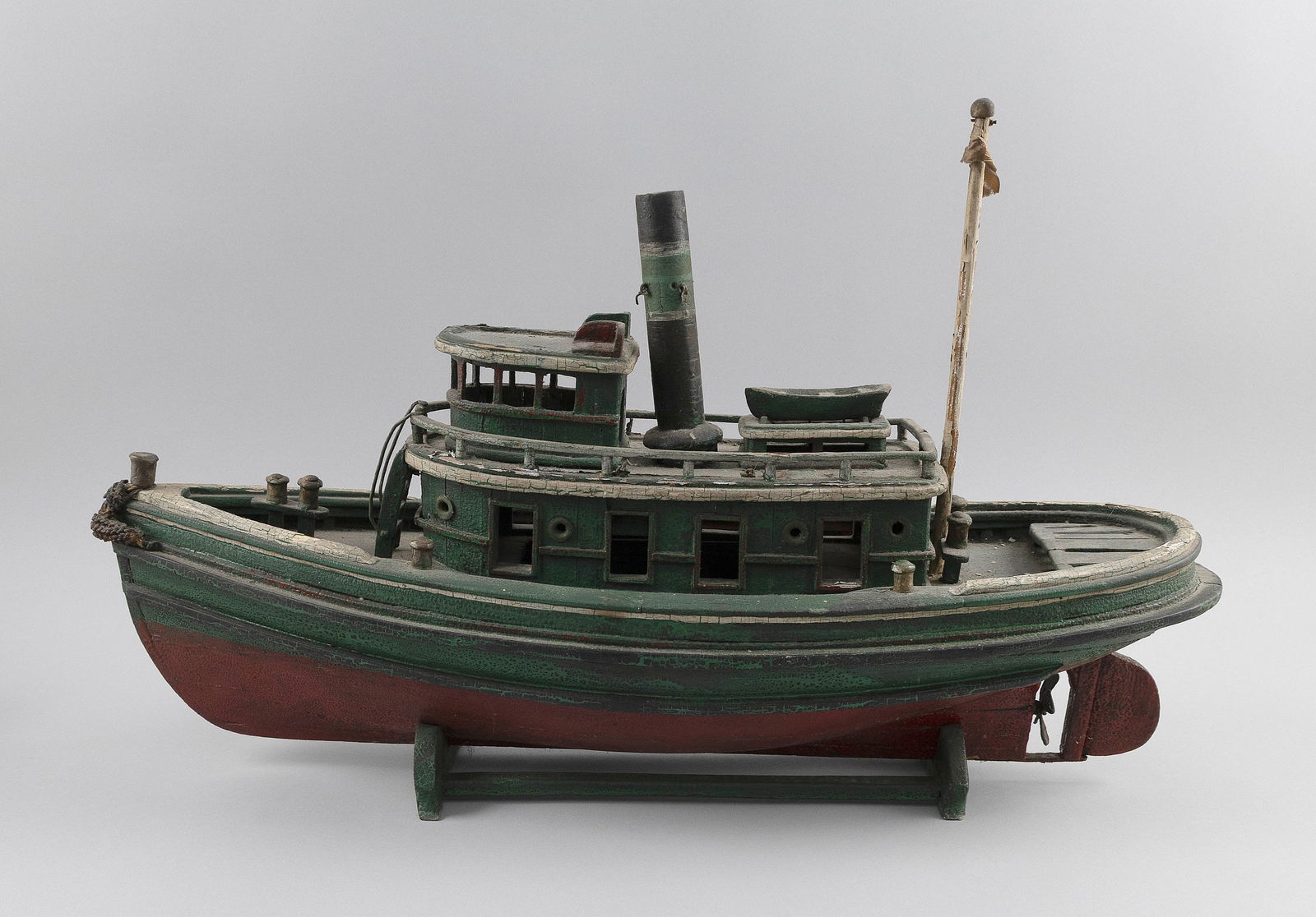 FOLK ART MODEL OF A TUGBOAT Early 20th Century Length 26". (1 of 1)