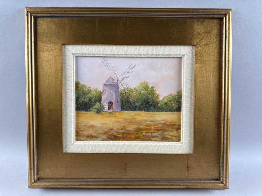 MAUREEN LEAVENWORTH (Massachusetts, Contemporary), "Old Mill -- Eastham"., Acrylic on masonite, 8" x: MAUREEN LEAVENWORTHMassachusetts, Contemporary"Old Mill -- Eastham". Signed lower left "Leavenworth". Titled verso.Acrylic on masonite, 8" x 10". Framed 16" x 18".
