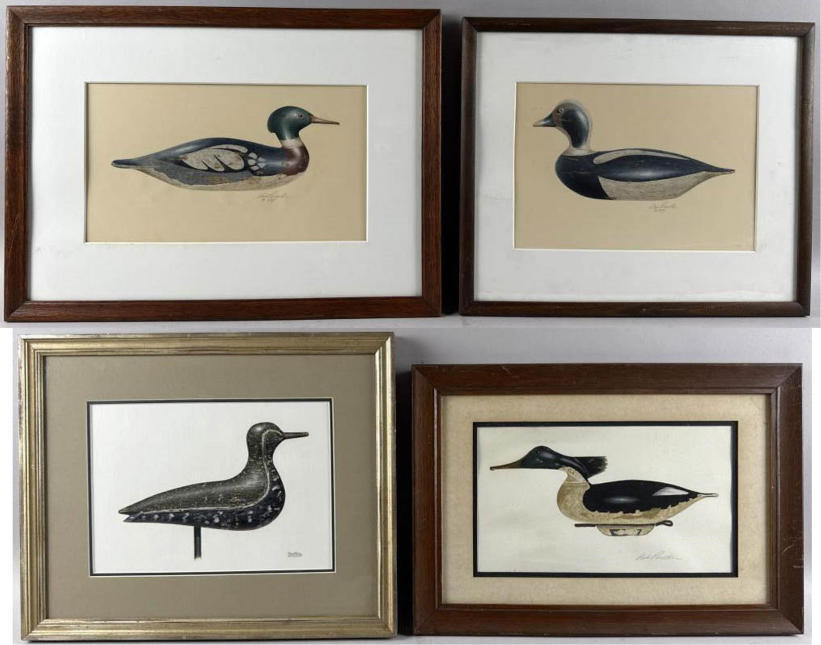 BOB PISCATORI (Massachusetts, Contemporary), Three portraits of decoys, plus one by Steve Alley, for (1 of 9)