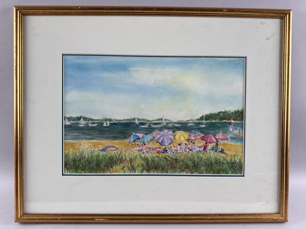 LEE GORMAN SMITH (Massachusetts, Contemporary), Cape Cod beach scene., Watercolor on paper, 10" x: LEE GORMAN SMITHMassachusetts, ContemporaryCape Cod beach scene. Signed lower right "Lee Gorman Smith".Watercolor on paper, 10" x 15". Framed 18" x 23".