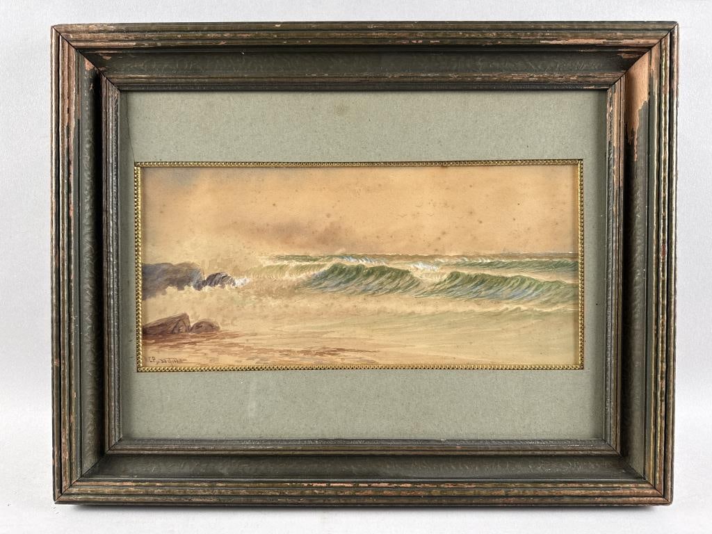 WILLIAM PUDDEFOOT (America, 1842-1925), "Near Gay Head"., Watercolor, 6.75" x 14.5". Framed.: WILLIAM PUDDEFOOTAmerica, 1842-1925"Near Gay Head". Signed lower left "W.C. Puddefoot". Titled verso.Watercolor, 6.75" x 14.5". Framed.