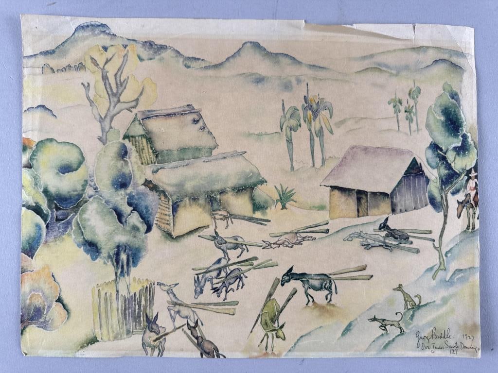 GEORGE BIDDLE (Pennsylvania/California, 1885-1973), "San Juan, Santo Domingo"., Watercolor on paper, (1 of 3)