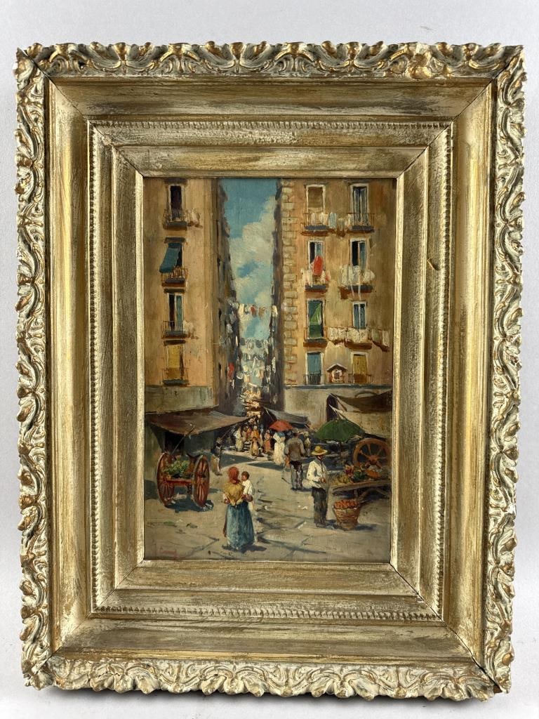 CONTINENTAL SCHOOL (Late 19th Century,), City scene., Oil on panel, 12" x 8". Framed 17" x 14".: CONTINENTAL SCHOOLLate 19th CenturyCity scene. Signed illegibly lower left.Oil on panel, 12" x 8". Framed 17" x 14".