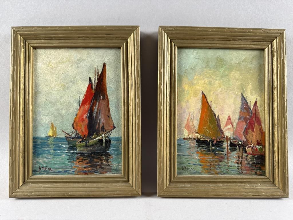 BORIS B. MAJOR (Russian Federation/America, 1876-1951), Two Venetian scenes., Oils on board, 7" x: BORIS B. MAJORRussian Federation/America, 1876-1951Two Venetian scenes. Signed lower left "B. Major".Oils on board, 7" x 5". Framed 8.5" x 6.5".