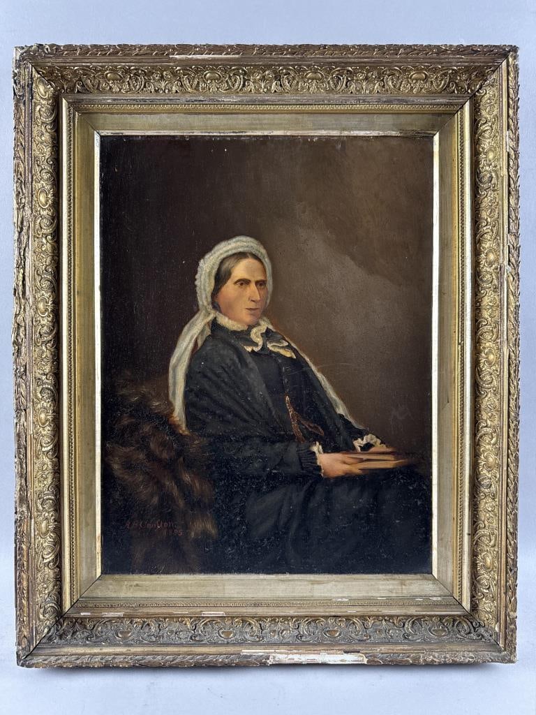 A.S. COUFTON (Late 19th Century,), Portrait of a woman sitting with a book., Oil on board, 19.5" x (1 of 3)