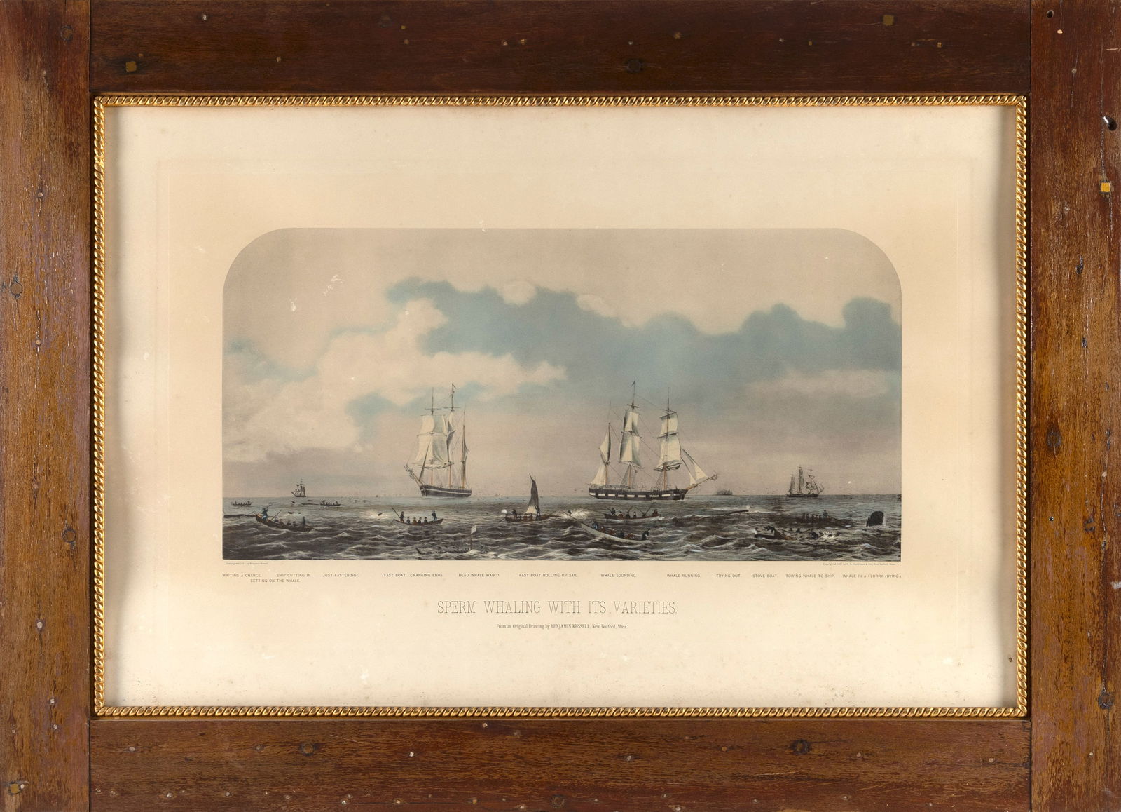 BENJAMIN RUSSELL (Massachusetts/Rhode Island, 1804-1885), "Sperm Whaling With Its Varieties", 1870., (1 of 2)