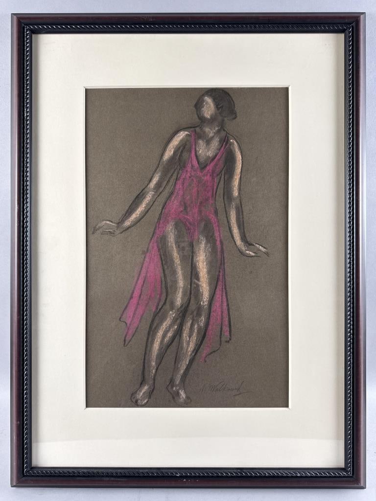 ABRAHAM WALKOWITZ (New York/Russian Federation, 1878-1965), Female figure., Pastel, 20" x 12.5": ABRAHAM WALKOWITZNew York/Russian Federation, 1878-1965Female figure. Signed in pencil lower right "A. Walkowitz".Pastel, 20" x 12.5" sight. Framed 29" x 22".