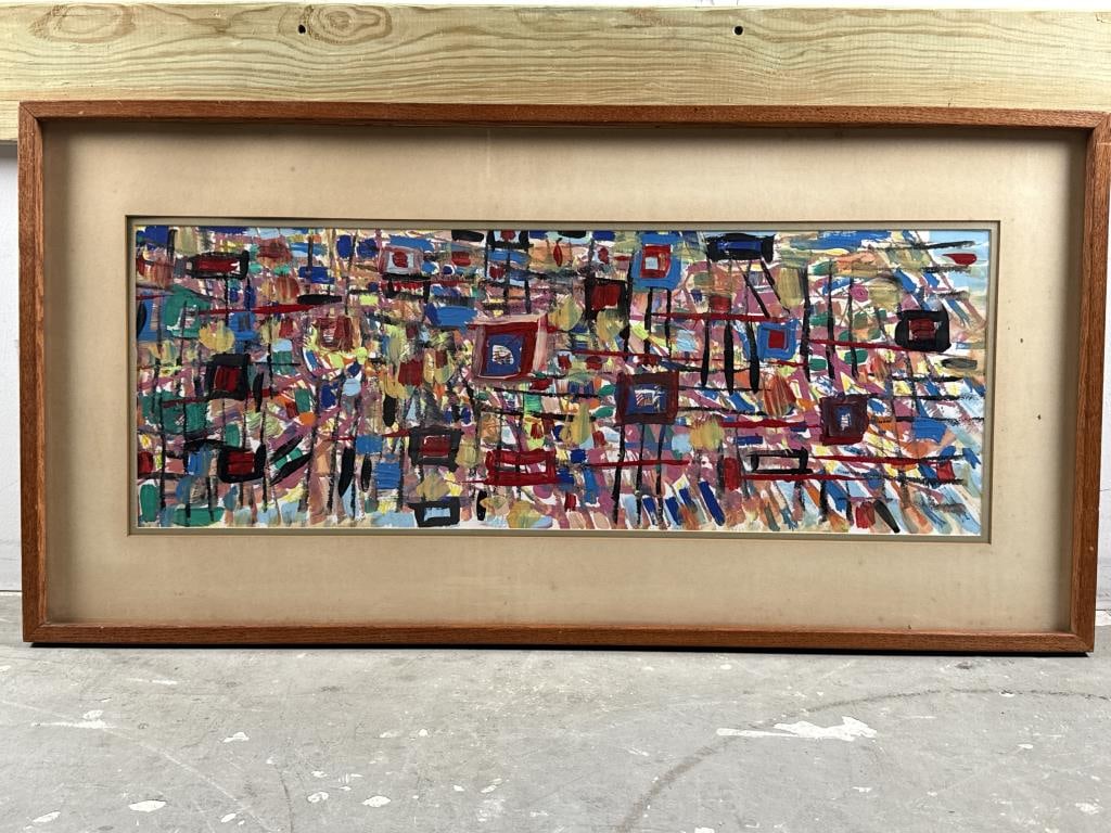 ABSTRACT PAINTING 20th Century Oil, 11" x 31.5" sight. Framed 20" x 30".: ABSTRACT PAINTING20th CenturyUnsigned.Oil, 11" x 31.5" sight. Framed 20" x 30".