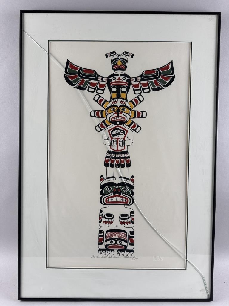 RICHARD HUNT (Canada/Kwakiutl, 1951-), "Kwa-Gulth Pole Design"., Silkscreen on Arches paper, 24" x (1 of 3)