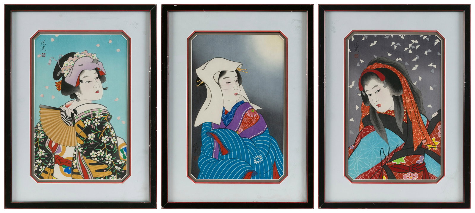 Three bijin-ga from a limited edition series of 200: (1 of 7)