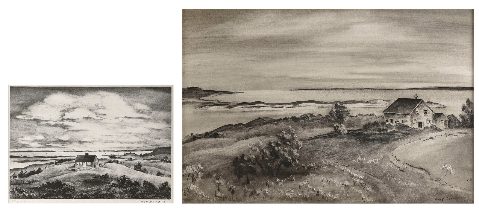 ADOLF ARTHUR DEHN (New York/Minnesota, 1895-1968), Two views of Menemsha, Martha's Vineyard (1 of 3)