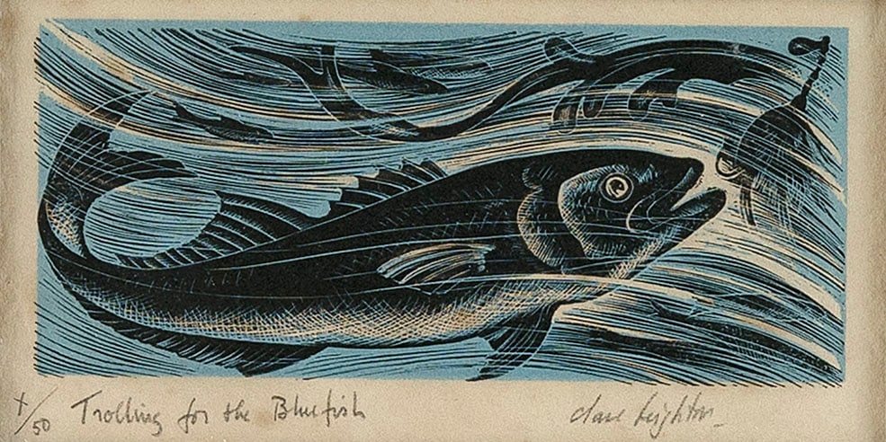 CLARE VERONICA HOPE LEIGHTON (Connecticut/United Kingdom, 1898-1989), "Trolling for the Bluefish", (1 of 3)