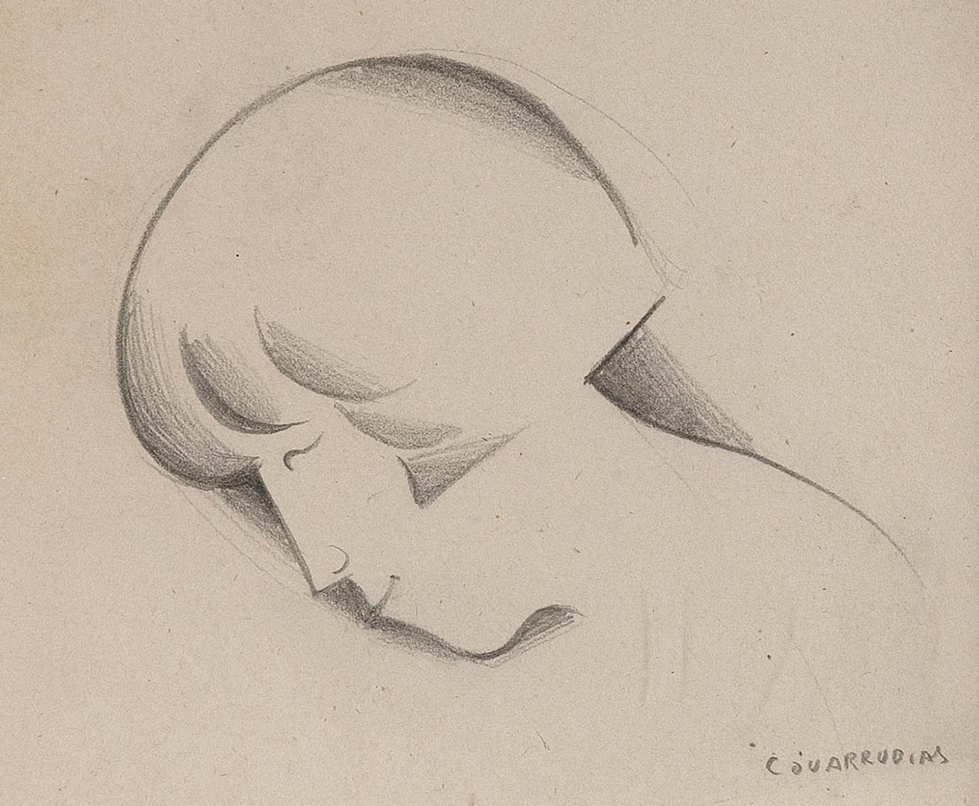 MIGUEL COVARRUBIAS (New York/Mexico, 1904-1957), "Ruth" (portrait of Ruth Wittenberg), circa (1 of 3)