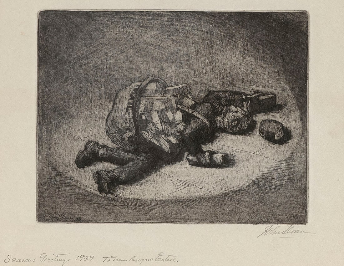 JOHN FRENCH SLOAN (New York/New Mexico/New Hampshire, 1871-1951), "Their Appointed Rounds", 1938., (1 of 3)