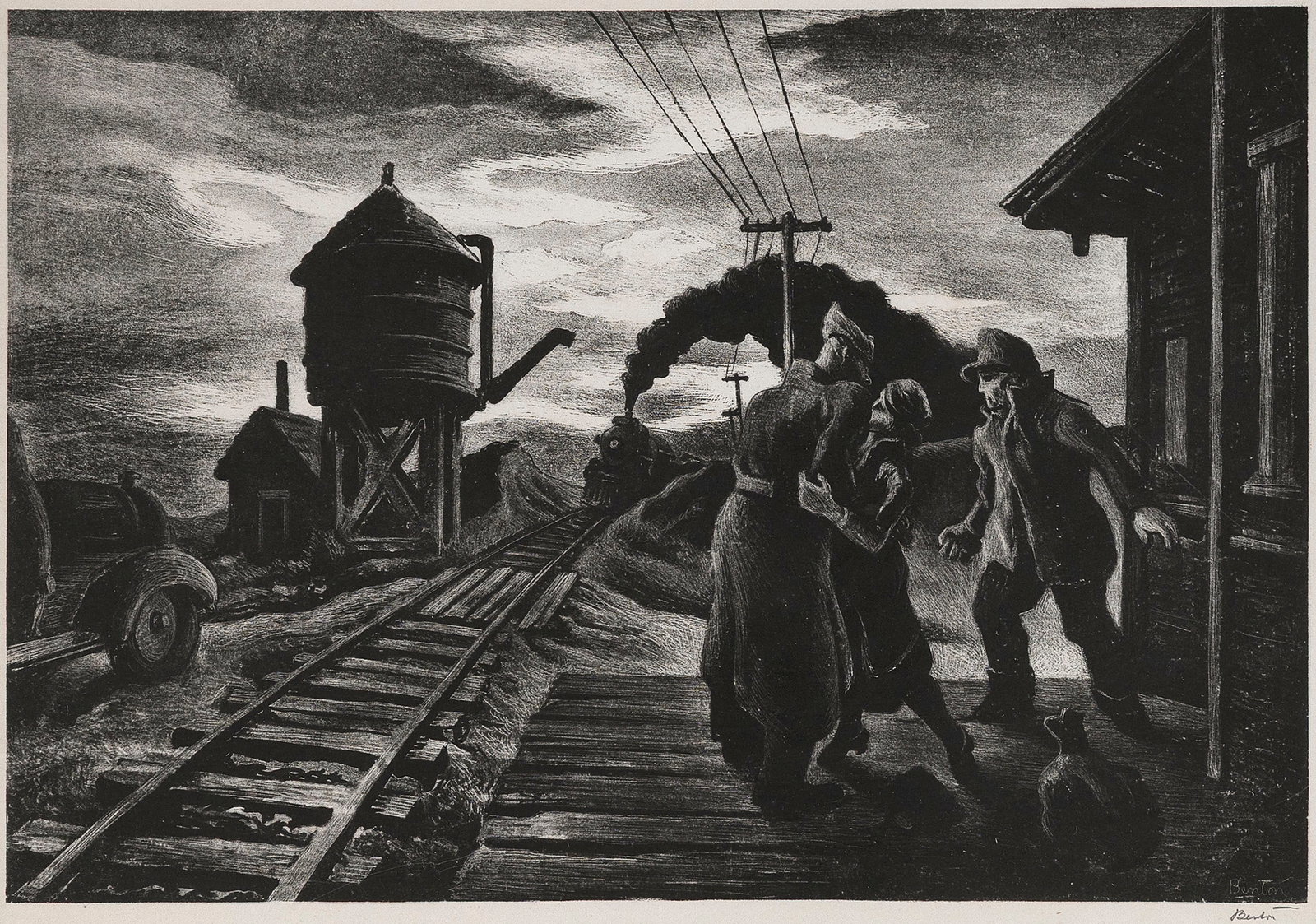 THOMAS HART BENTON (Missouri/Massachusetts, 1889-1975), "Morning Train", 1943., Lithograph, 13.5" x (1 of 3)