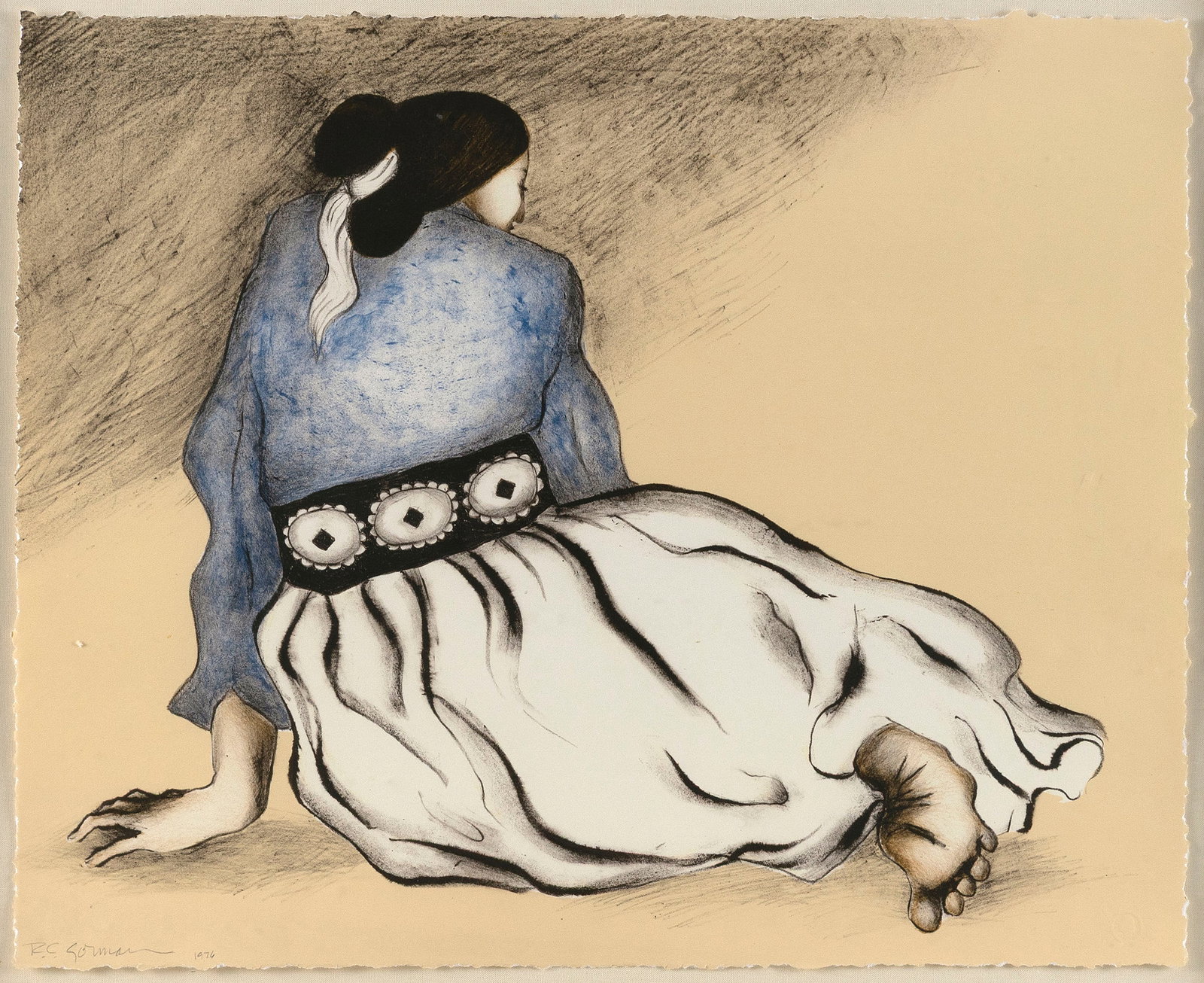 R.C. GORMAN (New Mexico/Arizona/California, 1932-2005), "Woman with Concho", 1976., Color (1 of 3)
