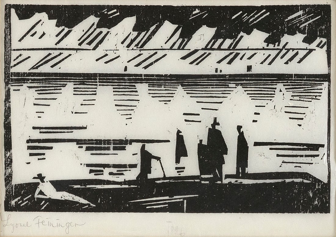 LYONEL CHARLES ADRIAN FEININGER (New York/California, 1871-1956), "Regentag am Strande", 1918, (1 of 3)