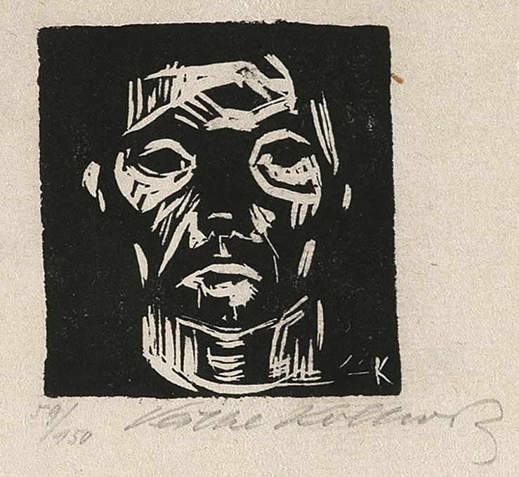 KATHE SCHMIDT KOLLWITZ (Germany/Russian Federation, 1867-1945), "Kleiner M?nnerkopf ohne H?nde", (1 of 3)
