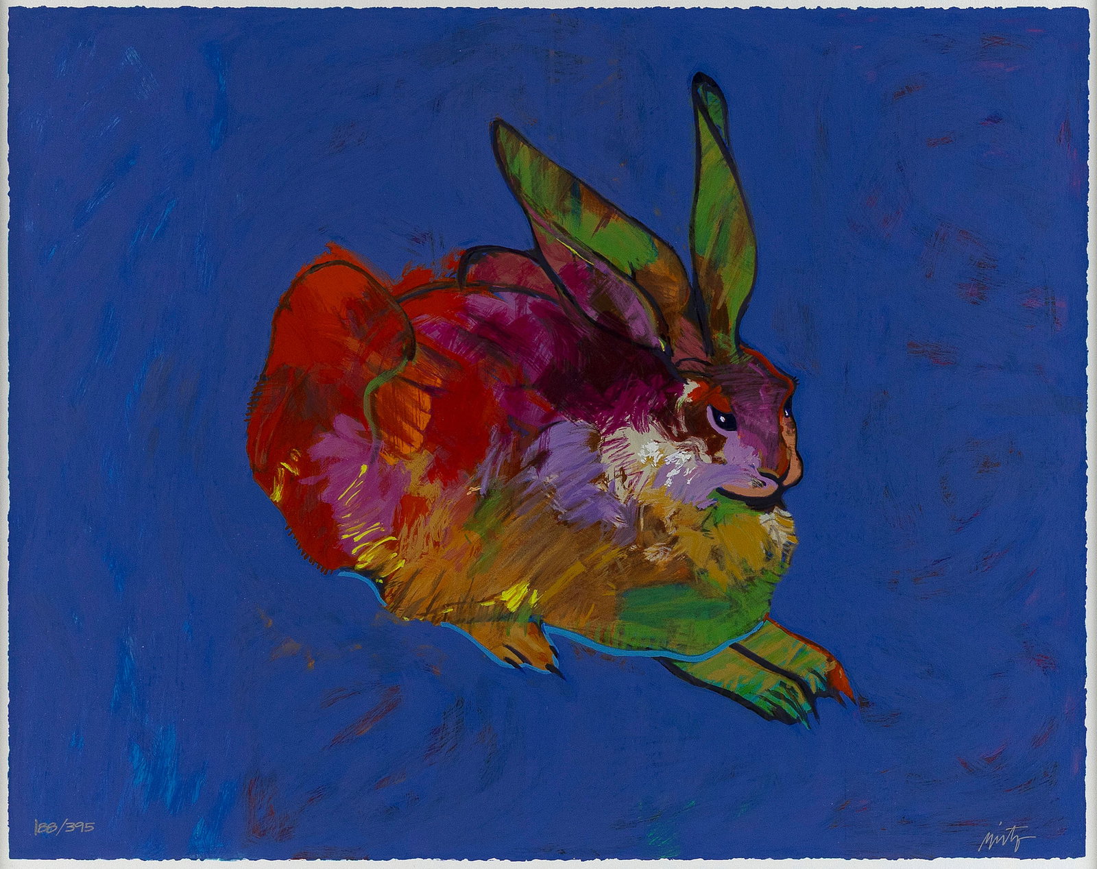 JOHN W. NIETO (Texas/New Mexico, 1936-2018), "Rabbit (after Durer)"., Color screenprint, 17.75" x: JOHN W. NIETO Texas/New Mexico, 1936-2018 "Rabbit (after Durer)". Signed and numbered 188/395 in silver ink in lower corners of image. Color screenprint, 17.75" x 22.25". Framed 29" x 34".