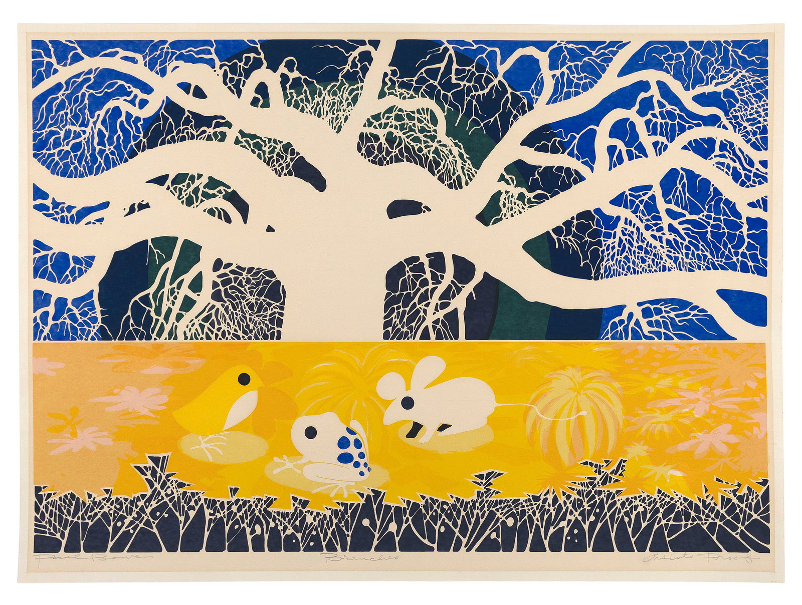 PAUL BOWEN (Massachusetts, 1951-), "Branches"., Color lithograph, sheet 25.25" x 34.25". Unframed. (1 of 1)