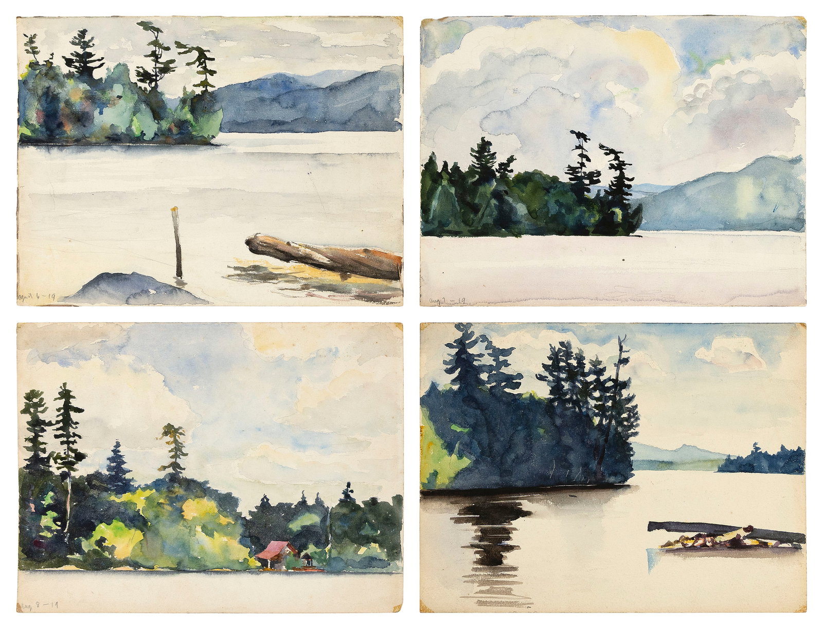 JOHN HELD, JR. (Connecticut/Florida/New Jersey, 1889-1958), Four landscapes, possibly Maine., (1 of 1)