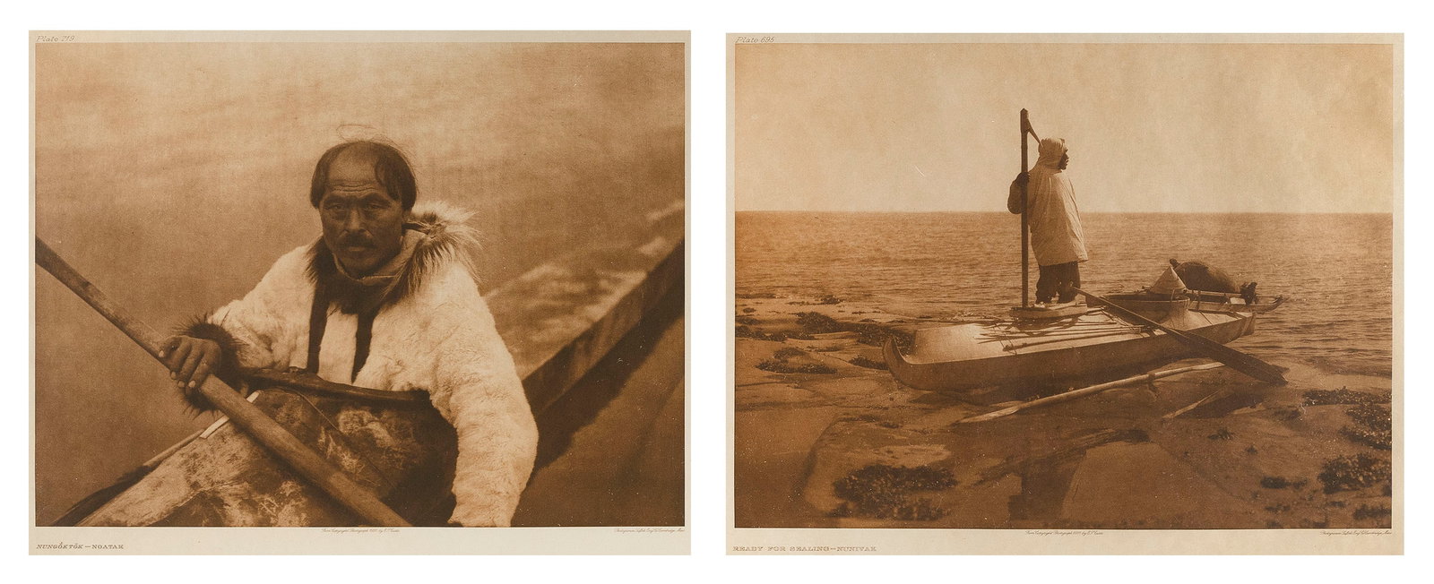 EDWARD SHERIFF CURTIS (Washington/California, 1868-1952), "Ready for Sealing -- Nunivak", plate 695, (1 of 3)
