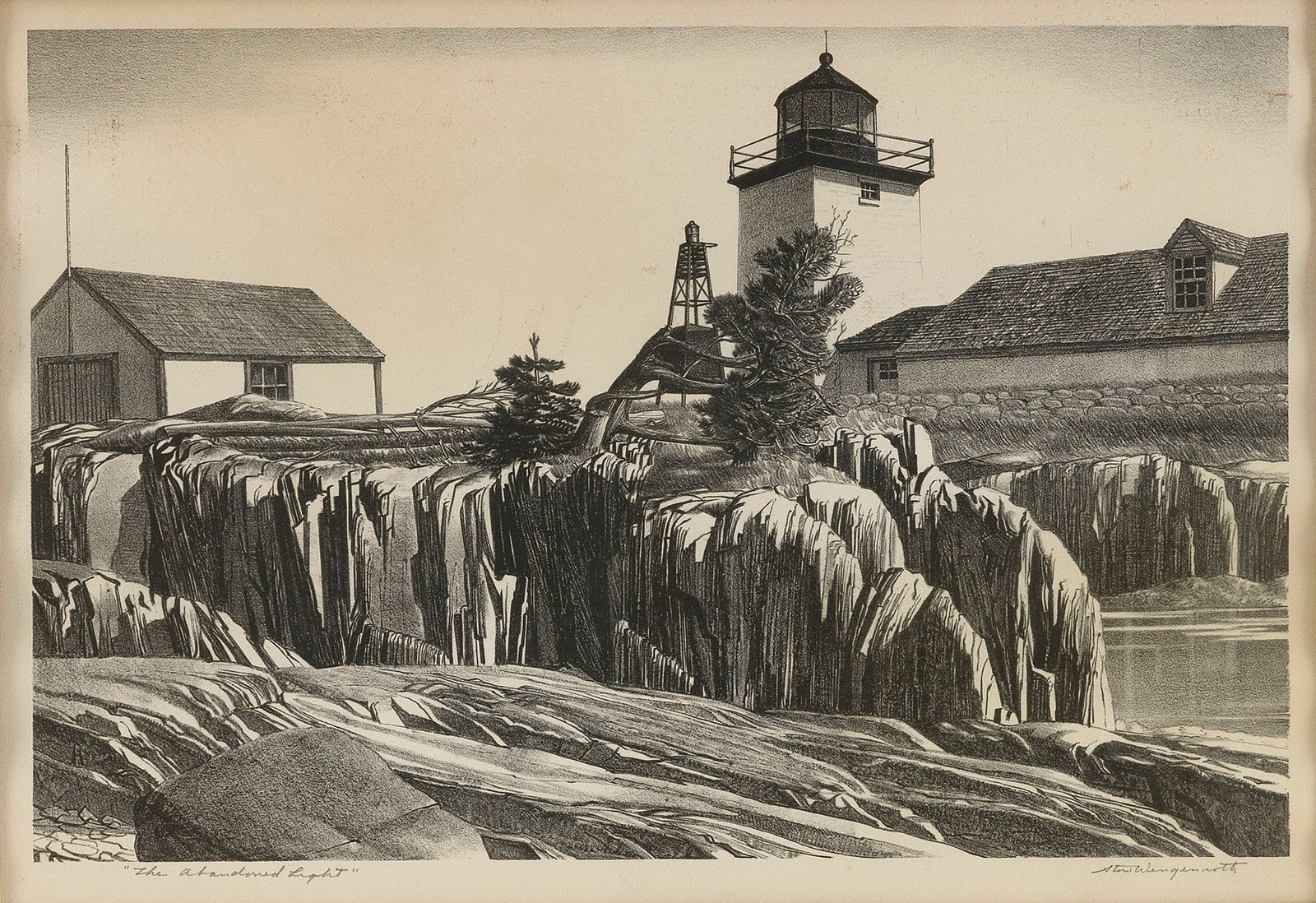STOW WENGENROTH (New York/Massachusetts, 1906-1978), "The Abandoned Light", 1940., Lithograph, 9.25" (1 of 3)